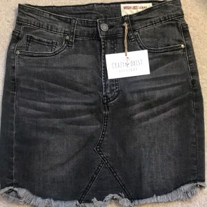 NWT Black Distressed Jean Skirt